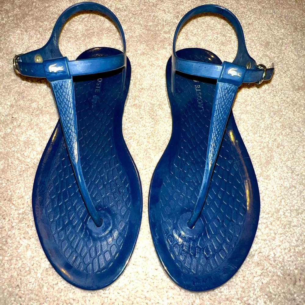 Lacoste navy blue jelly sandals size 7